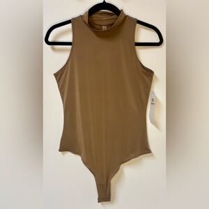 Mono B Chocolate Brown Mock Neck Bodysuit- NWT